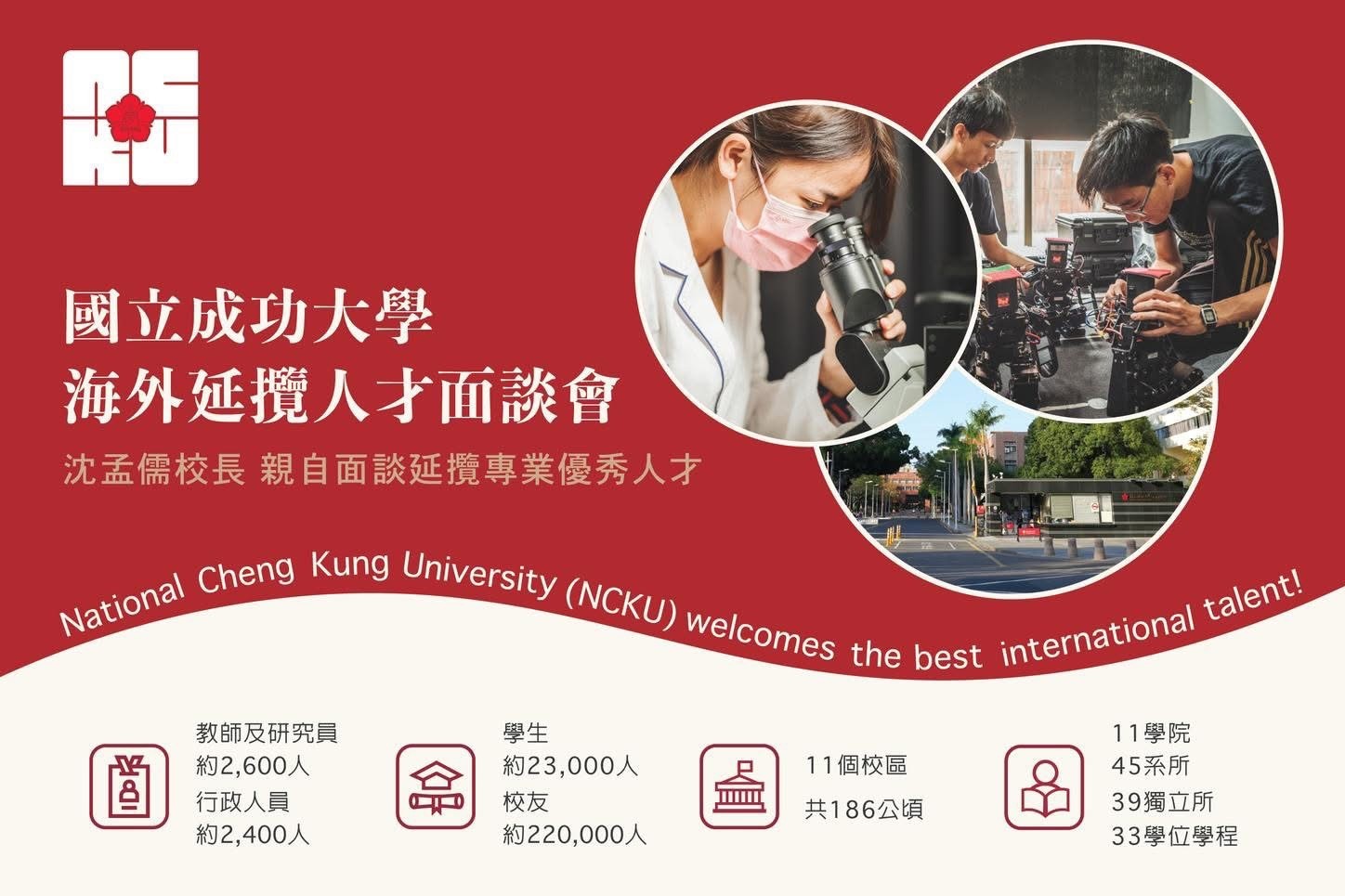 成大延攬人才重點領域,涵蓋人文價值、健康福祉、淨零碳排、智能環控、韌性防災等五大發展方向