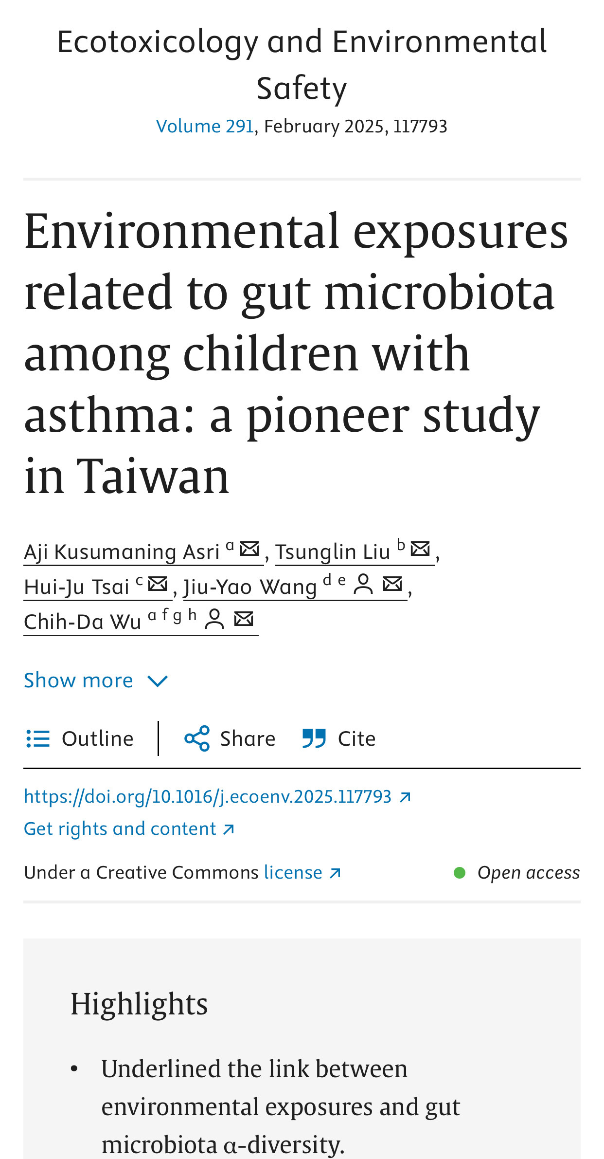 成大測量系教授吳治達團隊有關於空汙與綠地影響過敏兒鼻腔與腸胃道菌叢的研究，刊登在國際重要環境期刊上