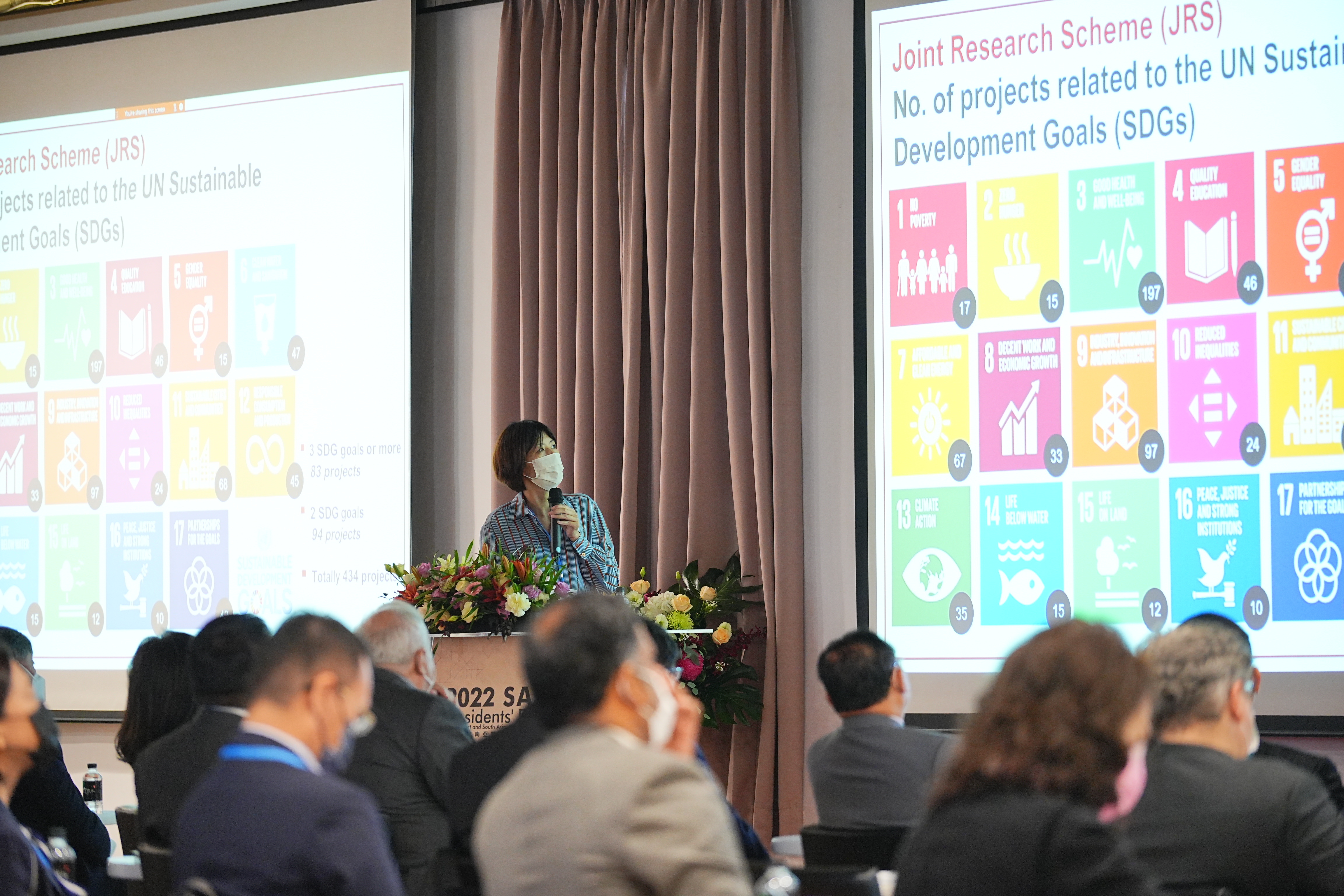 SATU 執行秘書、成大國際長王筱雯分享針對與 SDGs 相關的當代議題的跨國合作研究成果