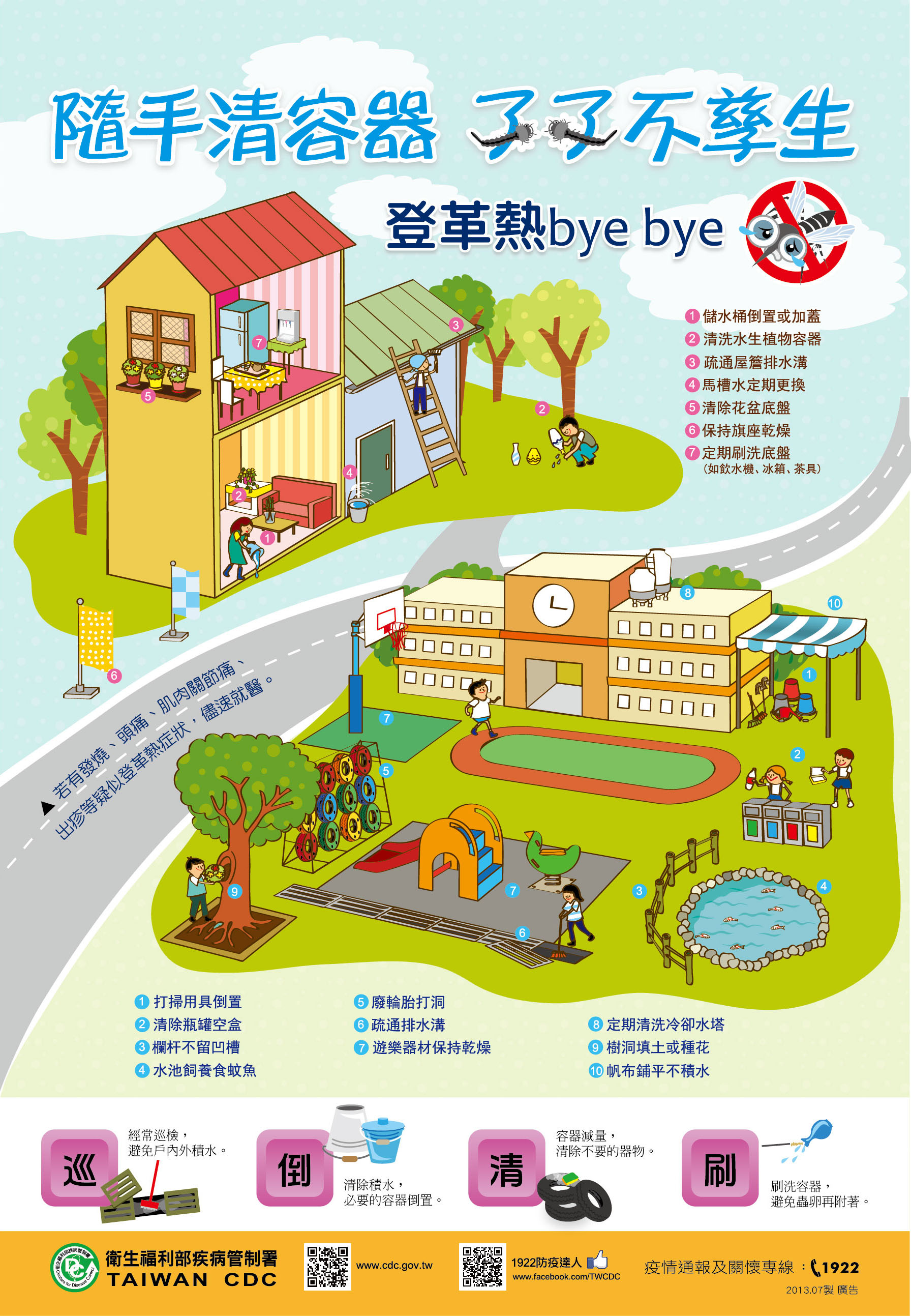 隨手清容器, 孑孓不孳生